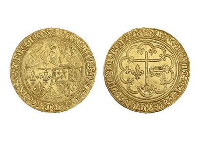 null HENRI VI (1422-1453)
Salut d'or. Paris. 3,50 g.
L'archange Gabriel debout devant...