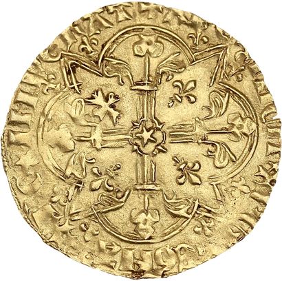 null CHARLES VI (1380-1422)
Agnel d'or. Montpellier (Point 4e). 2,54 g.
Agneau pascal...