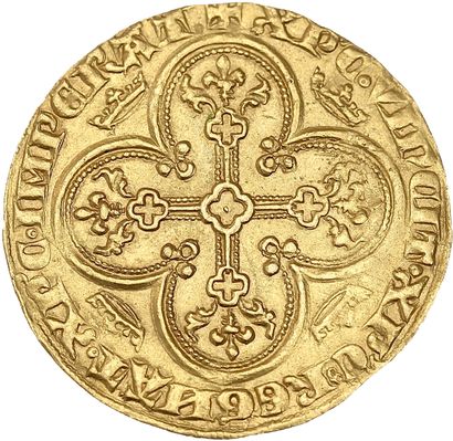 CHARLES IV (1322-1328) CHARLES IV (1322-1328)
Royal d'or. 4,17 g.
Le roi debout sous...