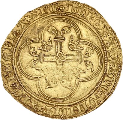 null CHARLES VII (1422-1461)
Écu d'or à la couronne. Saint-Quentin (Point 17e). 3,51...