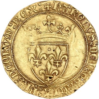 null CHARLES VI (1380-1422)
Écu d'or à la couronne. Saint-Quentin (Point 17e). 3,53...
