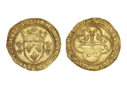 null CHARLES VII (1422-1461)
Écu d'or à la couronne. Saint-Quentin (Point 17e). 3,51...