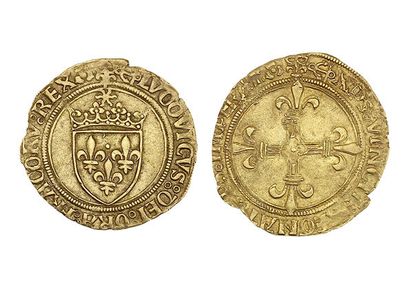 null LOUIS XII (1498-1514)
Demi écu d'or au soleil. Bayonne (ancre). 1,72 g.
Écu...