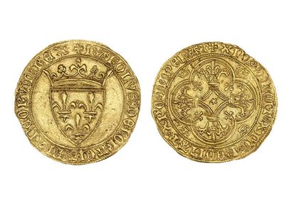 null CHARLES VI (1380-1422)
Écu d'or à la couronne. 4,00 g.
Écu de France couronné.
R/...