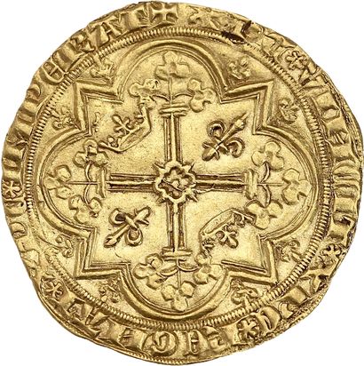 null CHARLES V (1364-1380)
Franc à pied. 3,80 g.
Le roi couronné debout sous un dais...
