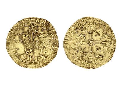 null CHARLES VI (1380-1422)
Agnel d'or. Montpellier (Point 4e). 2,54 g.
Agneau pascal...