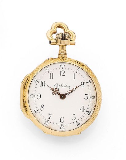 Gustave SANDOZ, Horloger de la Marine Montre de col en or jaune (750).
Lunette, carrure...