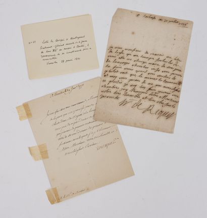 null Two letters: 
- Autograph letter signed on paper from Monsieur de Riquet to...