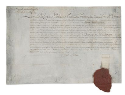 null Notarial act of Louis Philippe d'Orléans for the sieur Le Guery. 
Dated July...