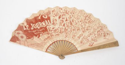 Maison Duvelleroy Advertising fan LE JOURNAL. 
Wood and lithographed paper.
H. 24,5...