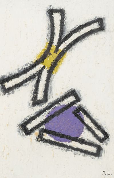 Jean LEGROS (1917-1981) Untitled, circa 1960.
Oil on cardboard.
Monogrammed lower...