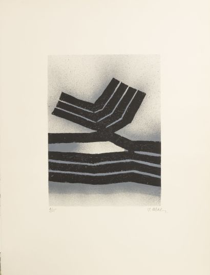 Raoul UBAC (1910-1985) Arbre et champs.
Lithographie en couleurs sur papier.
Signé...