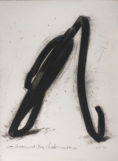 Bernar VENET (1941) Undetermined Line, 1987.
Lithographie sur papier.
Monogrammé...