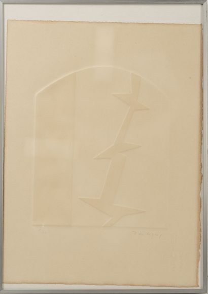 Jean LEGROS (1917-1981) Untitled, relief.
Print on paper.
Signed lower right and...