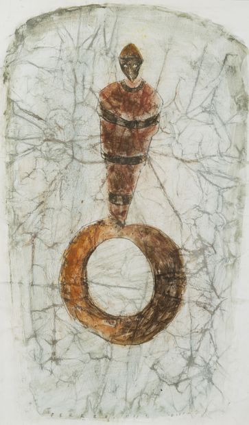 Guy FERRER (1955) Key, 1992.
Mixed media on paper.
Signed, titled and dated at the...