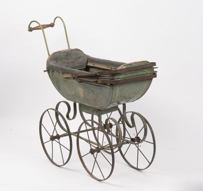 Small doll's baby carriage, screwed, in stamped...