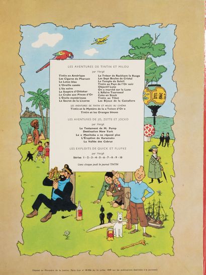 HERGE (1907-1983) Lot de dix albums comprenant : 
- L'île noire. 
Editions Casterman,...