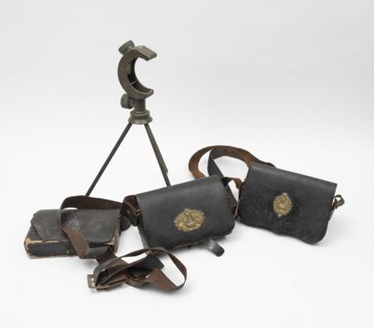 FRANCE, IIIème République Three musician's gibernets in blackened canvas and leather...