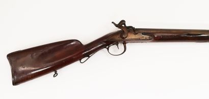 FRANCE, fin du XVIIIème, modifié au XIXème siècle Flintlock hunting rifle, modified...