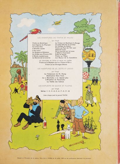 HERGE (1907-1983) Lot of ten albums including: 
- The black island. 
Editions Casterman,...