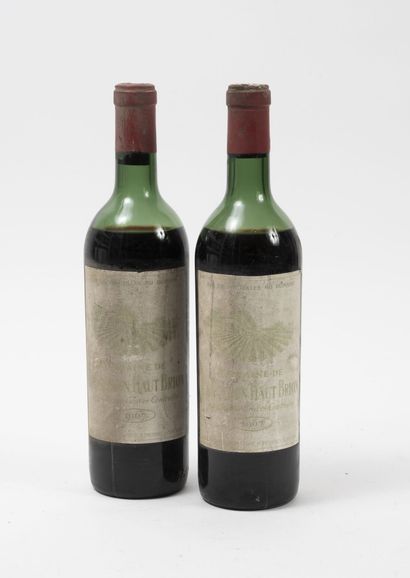 DOMAINE DE LA PASSION HAUT BRION 2 bottles, 1967.
Graves.
Low shoulder level.
Stains,...