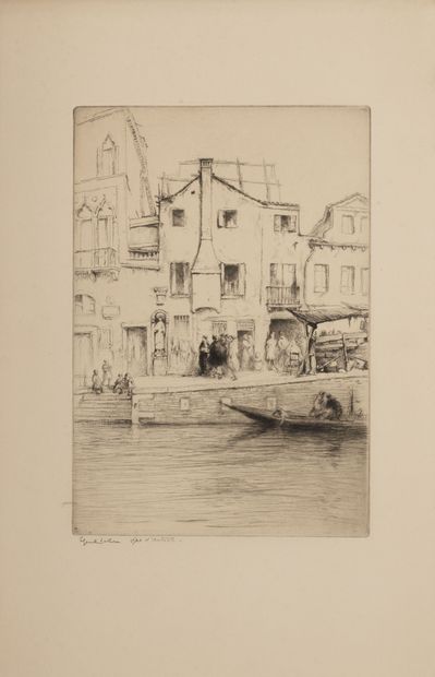 Edgar CHAHINE (1874-1947) Venice, Riva san Giuliano, 1923.
Etching on paper.
Artist's...