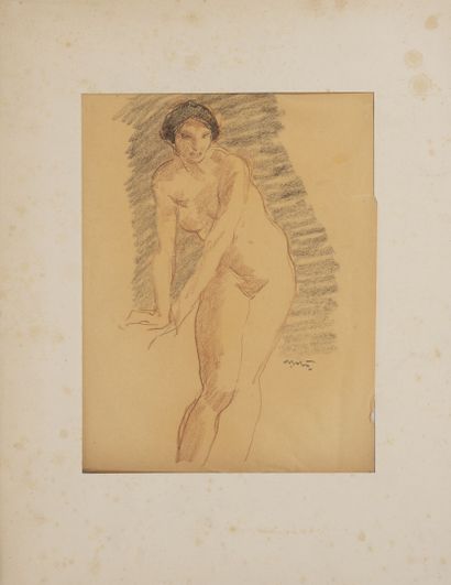 Georges GOBO (1876-1958) Quatre études de nu féminin.
Sanguine, sanguine et crayons,...