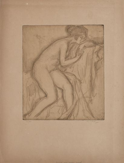 Georges GOBO (1876-1958) Woman with joined hands.
Drypoint on paper.
Signed lower...