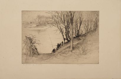 Edgar CHAHINE (1874-1947) Conflant, the Seine and the Marne, 1923.
Etching on paper.
Artist's...