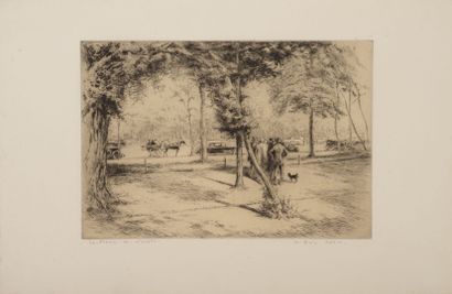 Edgar CHAHINE (1874-1947) In the Bois de Boulogne, 1931.
Etching on paper.
Artist's...