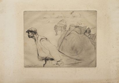 Edgar CHAHINE (1874-1947) The Ragsmith, 1899.
Drypoint on paper.
Signed and dedicated...