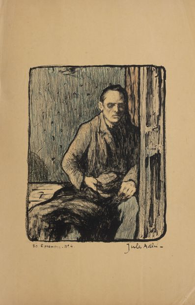 Jules ADLER (1865-1952) Homme assis.
Deux techniques mixtes sur papier.
Signées en...