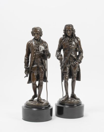 Voltaire et Rousseau.
Deux épreuves en bronze...