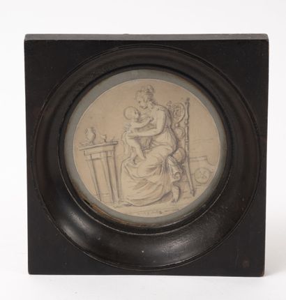 Attribué à Esprit Antoine GIBELIN (1739-1813) Femme assise tenant son enfant.
Crayon...
