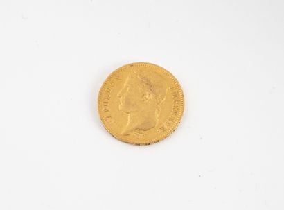 FRANCE Pièce en or de 40 Francs, 1812.
Poids : 12.8 g.
Usures et rayures.
