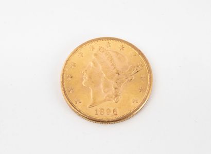 ETATS UNIS 1 pièce de 20 Dollars,1896.
Poids : 33,43 g.
Rayures et usures.