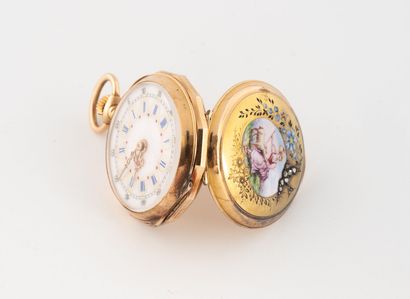 Yellow gold collar watch (750).
Caseband...