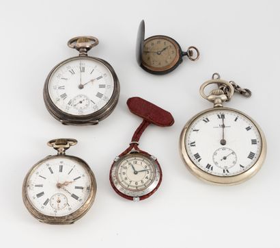 Set of watches including :
-Two silver pocket...