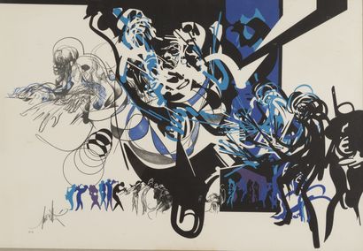 Raymond MORETTI (1931-2005) The Jazz Orchestra.
Serigraphy in colors on paper.
Signed...