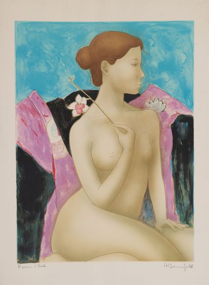 Alain BONNEFOIT (1937) Femme à l'orchidée, 1986.
Lot de 5 lithographie en couleur...