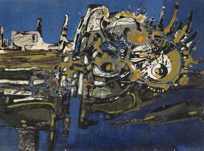 René FUMERON (1921-2004) Sans titre, 1967.
Étude pour carton de tapisserie pour le...