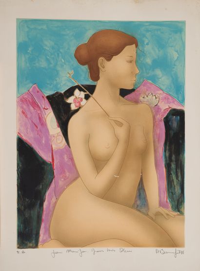 Alain BONNEFOIT (1937) Woman with orchid, 1986.
Lot of 5 lithographs in color on...