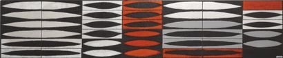 Roger CAPRON (1922-2006) Rectangular coffee table top. 
Ceramic tiles glazed orange,...