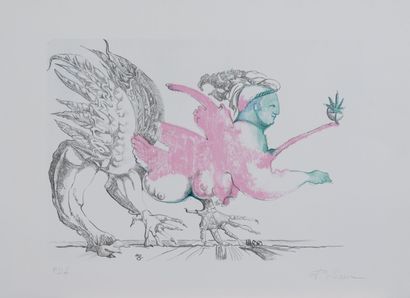 Piero SANI (1947) Le Sfingi.
Deux lithographies en couleurs sur papier.
Signées en...