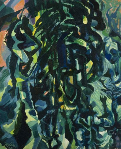 Gabriel ROBIN (1902-1970) The fantastic forest I, 1967.
Oil on canvas.
Signed and...