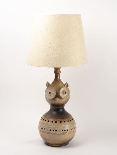 null Lamp, 1982. 
Enamelled stoneware of coloquint form featuring an owl. 
Monogrammed...
