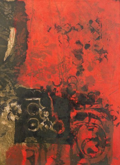 Antoni CLAVÉ (1913-2005) Rouge, noir et ocre, 1970.
Lithographie en couleurs sur...