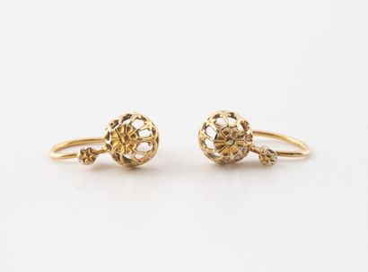 Pair of yellow gold (750) dormeuses with...