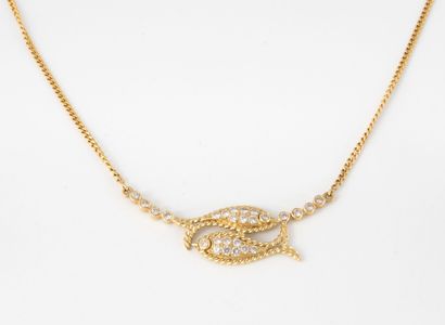 Neck chain in yellow gold (750) with a filed...
