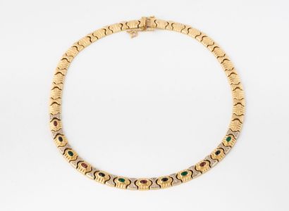 Necklace in yellow gold (750) with gadrooned...